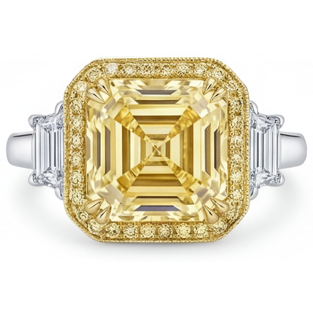 Schmuck-Ring Bicolor 14K Gold mit Fancy Gelber Diamant – Hauptansicht