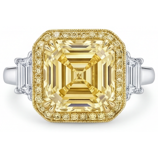 Schmuck-Ring Bicolor 14K Gold mit Fancy Gelber Diamant – Hauptansicht