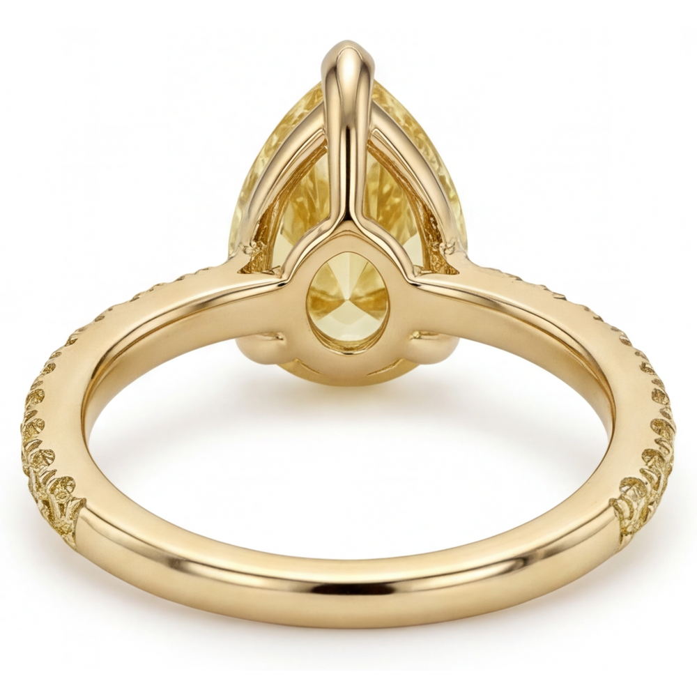 Authentischer Fancy Gelber Diamant Schmuck-Ring 3 Karat 14K Gelbgold – Draufsicht