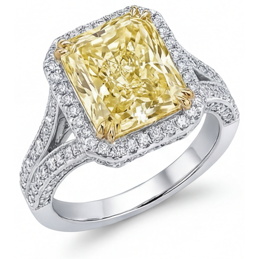 Fancy Gelber Diamant Schmuck-Ring 3,5-Karat Bicolor 14K Gold – Hauptansicht