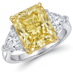 Radiant-Schliff Schmuck-Ring – Fancy Gelber Diamant 5 Karat 14