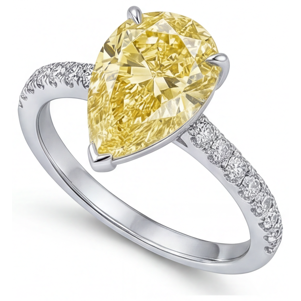 Natürlicher Fancy Gelber Diamant Statement-Ring – Seitenansicht