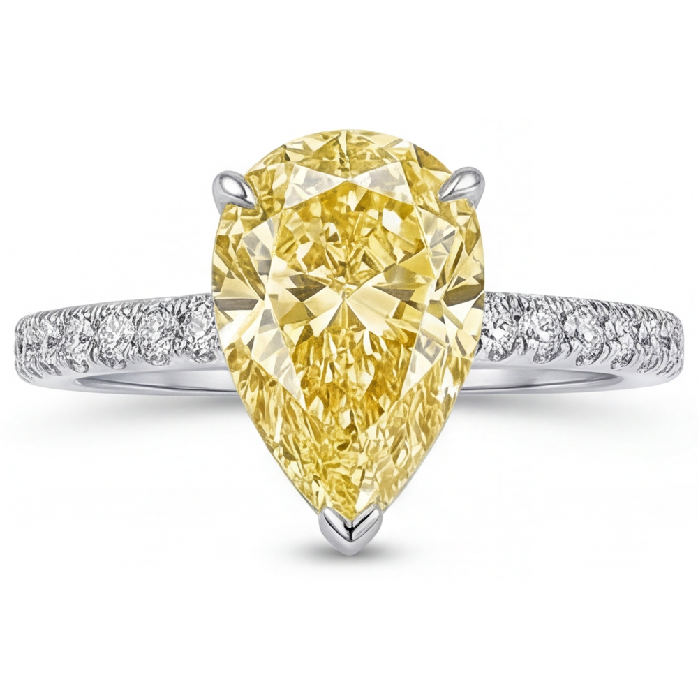 Natürlicher Fancy Gelber Diamant Statement-Ring – Profilansicht