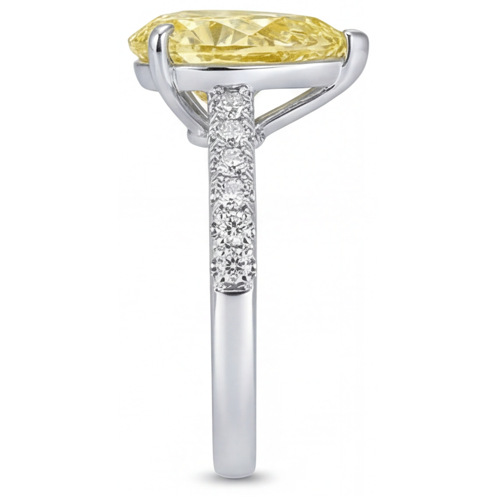 Natürlicher Fancy Gelber Diamant Statement-Ring 1,75 Karat 14 Karat Zweifarbig Gold – Draufsicht