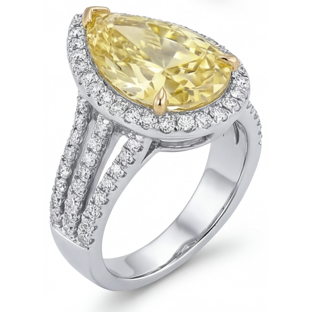 Authentischer Fancy Gelber Diamant Statement-Ring – Rückansicht