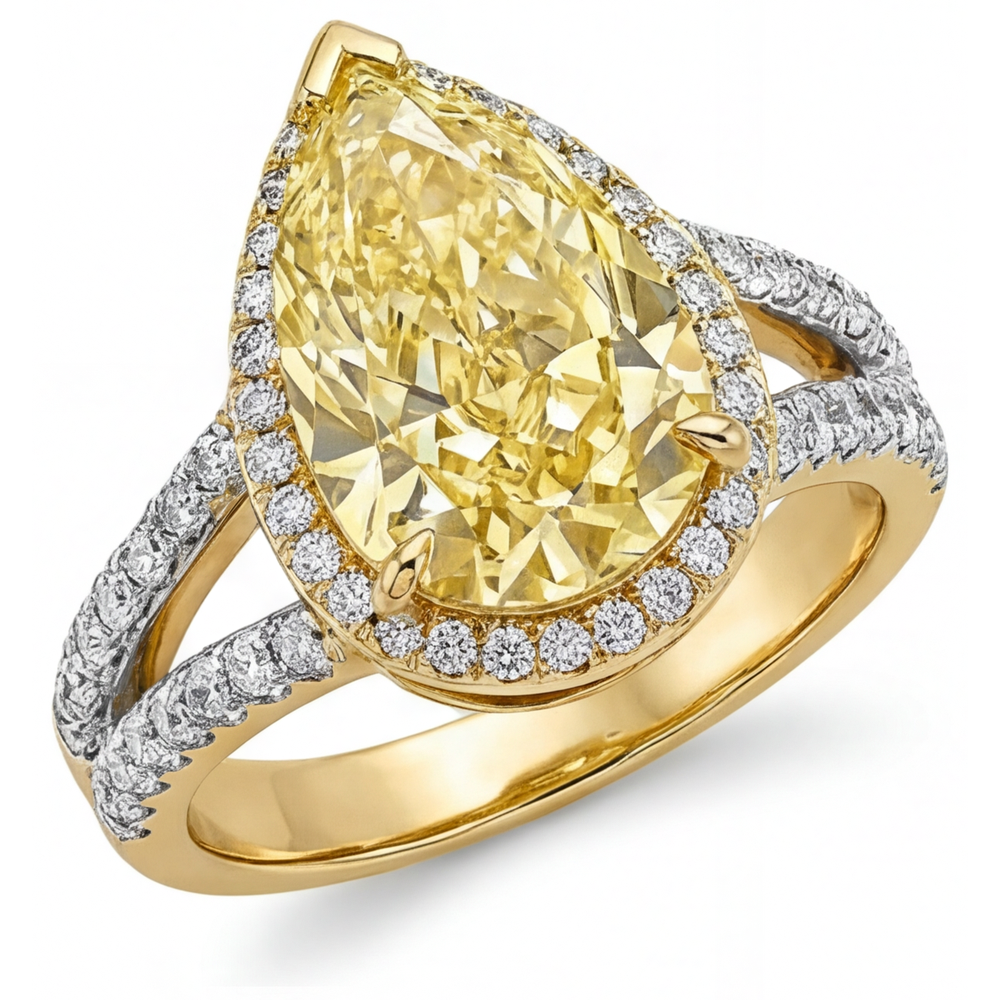Statement-Ring Zweifarbiges 14K Gold mit Fancy Gelber Diamant – Hauptansicht