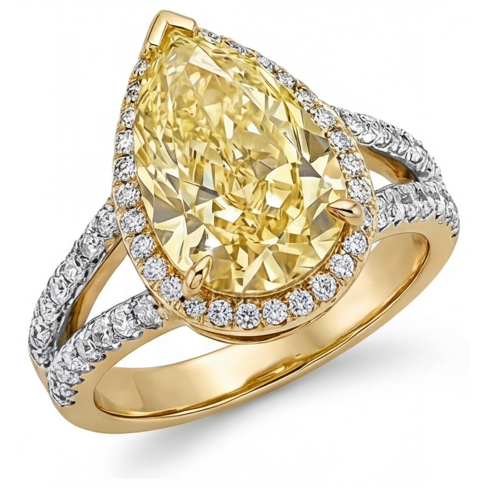 Luxuriöser Fancy Gelber Diamant Statement-Ring 4,25 Karat – Frontansicht