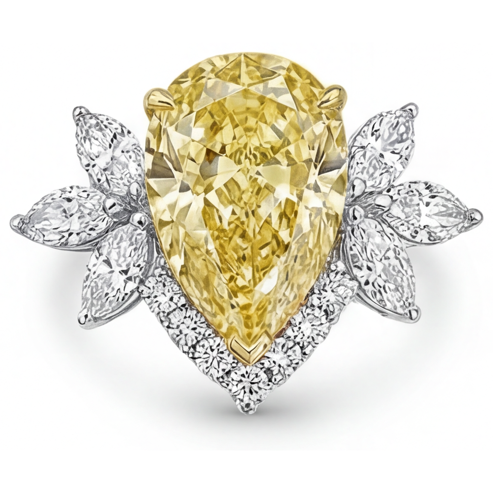 Authentischer Fancy Gelber Diamant Statement-Ring – Frontansicht