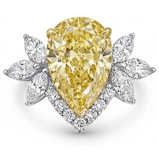 Authentischer Fancy Gelber Diamant Statement-Ring – Frontansicht