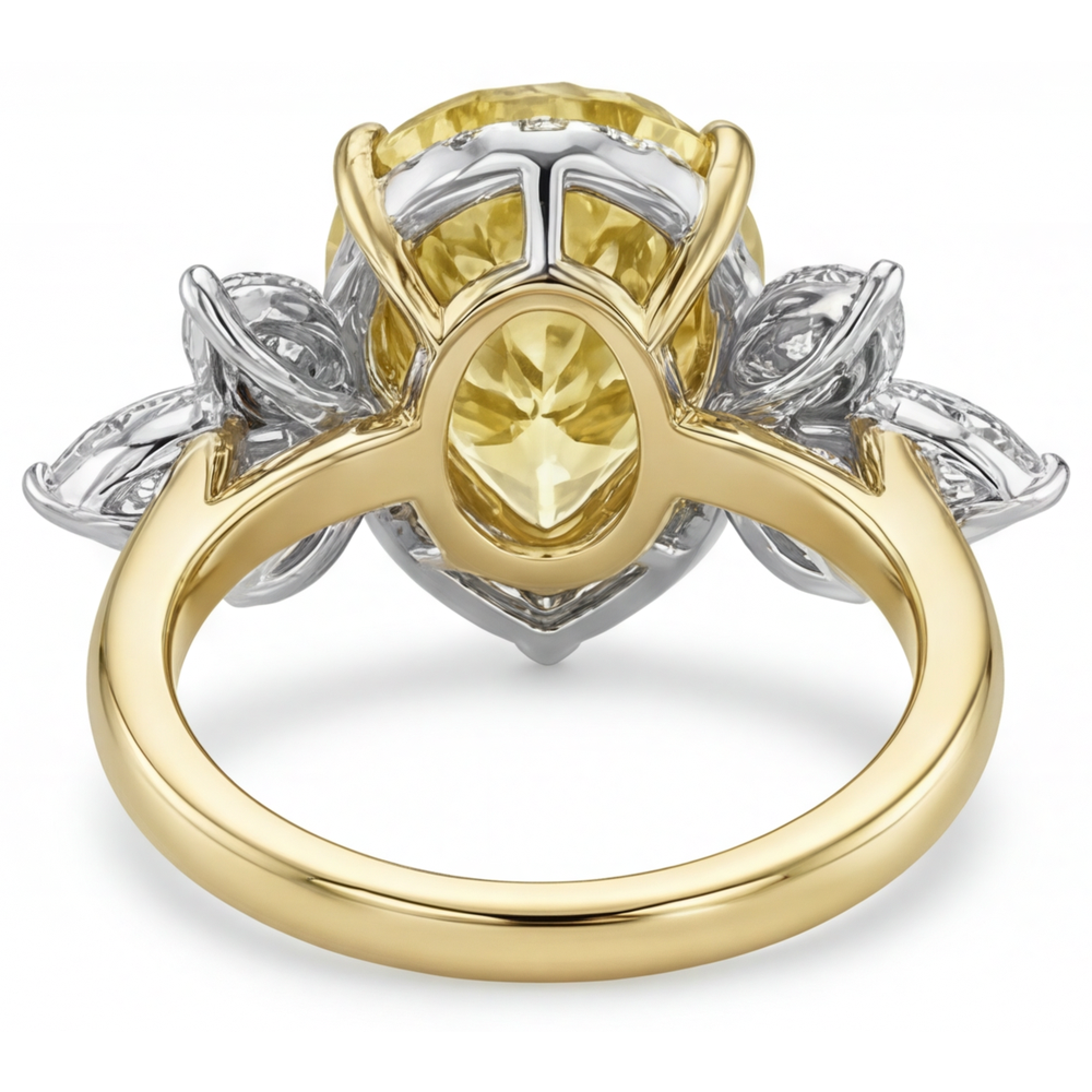 Statement-Ring Zweifarbiges 14K Gold mit Fancy Gelber Diamant – Rückansicht