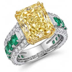 Gelber Kanarienvogel-Diamant VVS Reinheit Akzent-Solitär-Ring 3