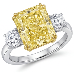Gelber Kanarienvogel-Diamant VVS Dreisteinring 2 Karat in
