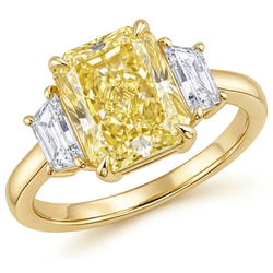 Gelber Kanarienvogel-Diamant Edelstein-Ring – Radiant-Schliff