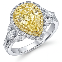 Luxuriöser Halo-Fassung Ring – Gelber Kanarienvogel-Diamant 2,50