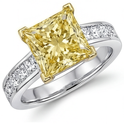 Gelber Kanarienvogel-Diamant VVS Halo-Fassung Ring 3,75 Karat in