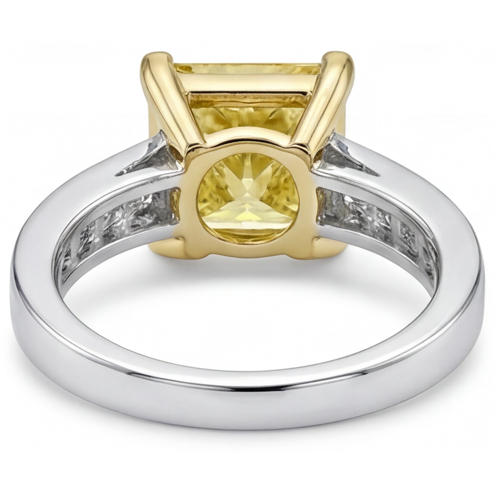 Natürlicher Gelber Kanarienvogel-Diamant Halo-Fassung Ring – Detailansicht