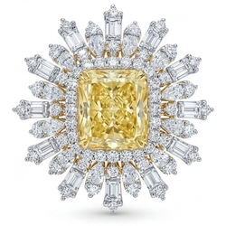 Natürlicher Radiant Gelber Kanarienvogel-Diamant Halo-Ring 4