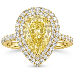 Handgemachter Halo-Verlobungsring – Gelber Kanarienvogel-Diamant