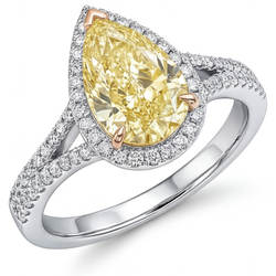 VVS Halo-Verlobungsring – Gelber Kanarienvogel-Diamant 2 Karat
