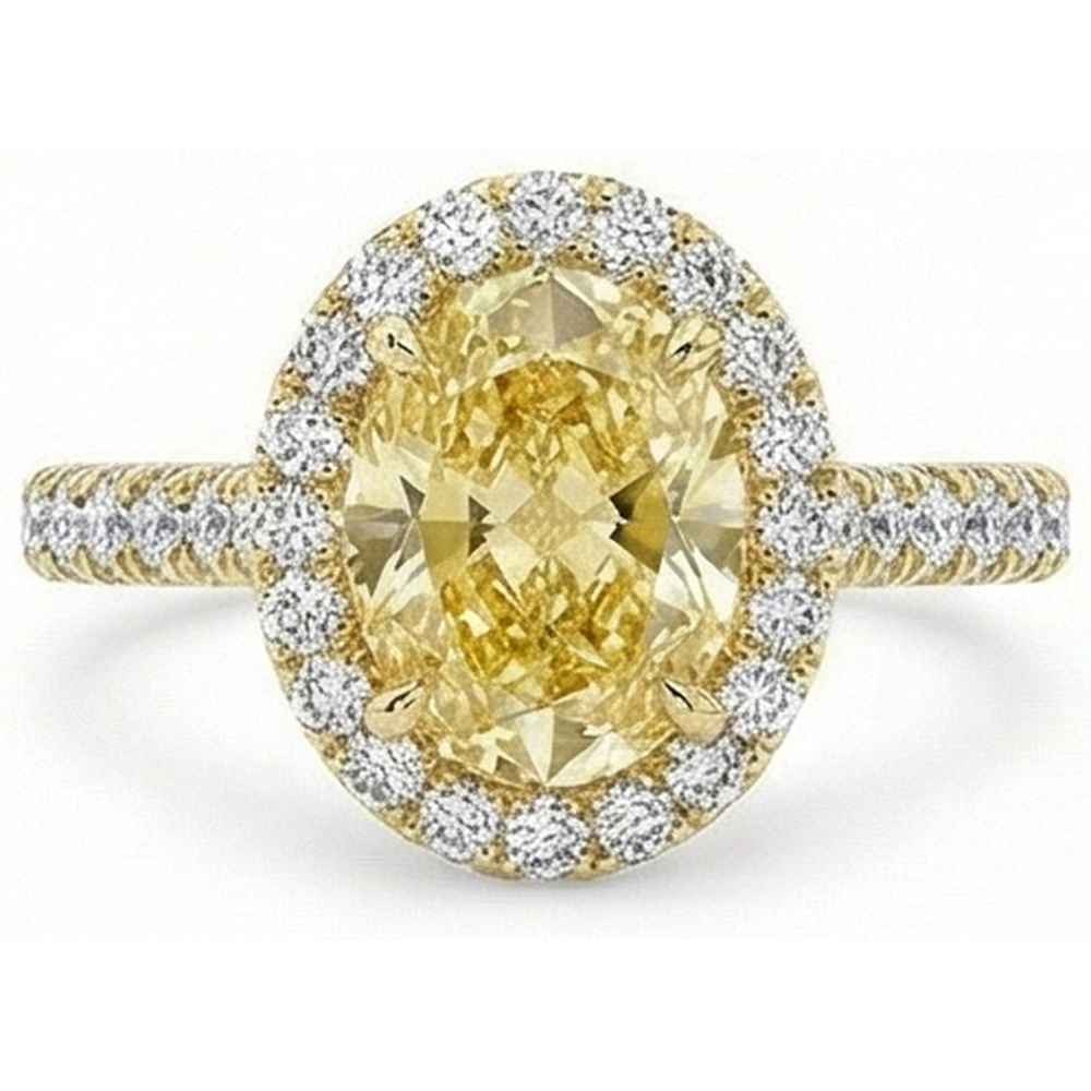 Authentischer Gelber Kanarienvogel-Diamant Ring – Hauptansicht