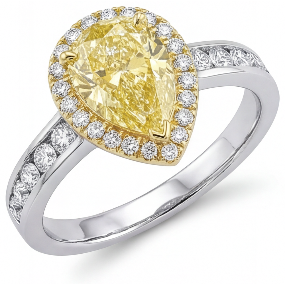 Stilvoller Gelber Kanarienvogel-Diamant Schmuck-Ring 1 Karat – Hauptansicht