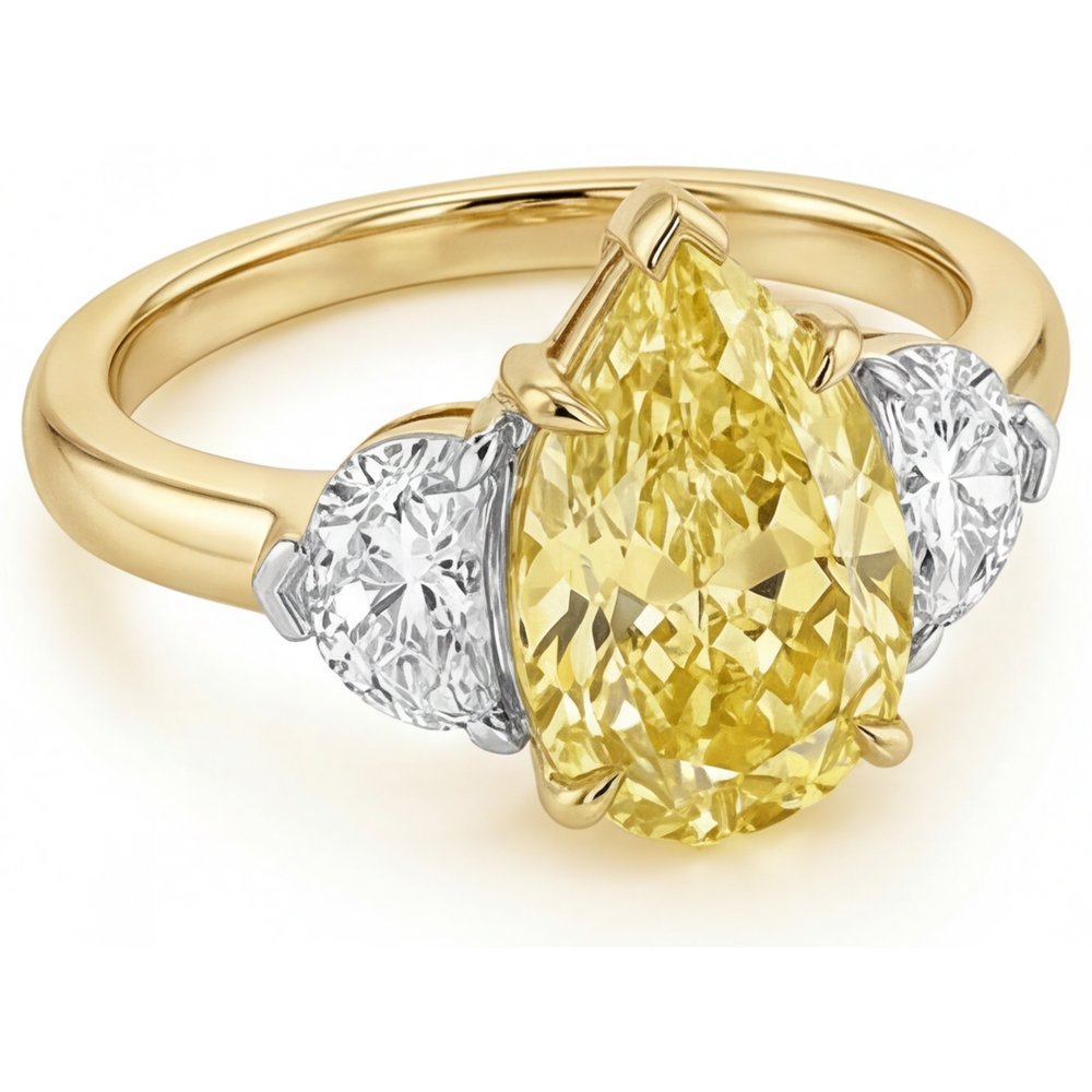 Brillanter Gelber Kanarienvogel-Diamant Statement-Ring 1 Karat – Seitenansicht