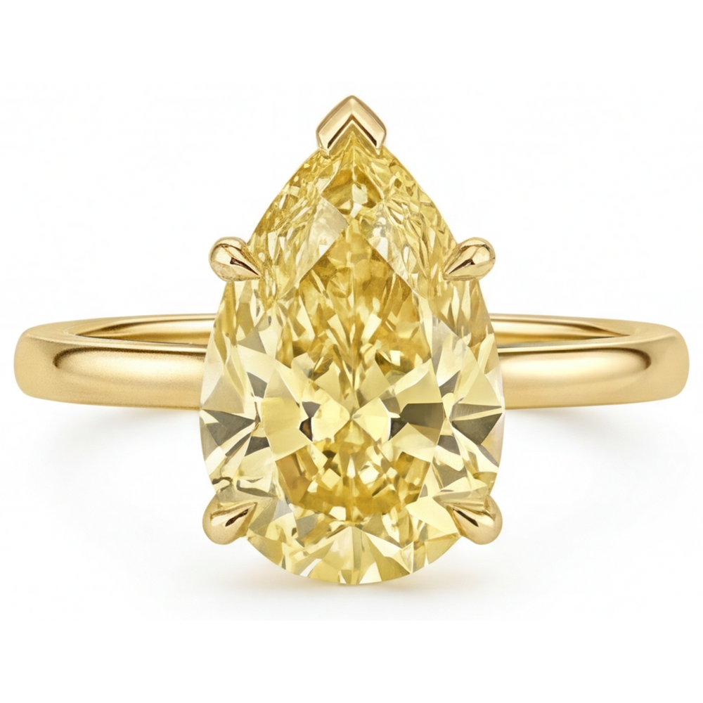 Handgefertigter Gelber Kanarienvogel-Diamant Statement-Ring 2 Karat – Hauptansicht