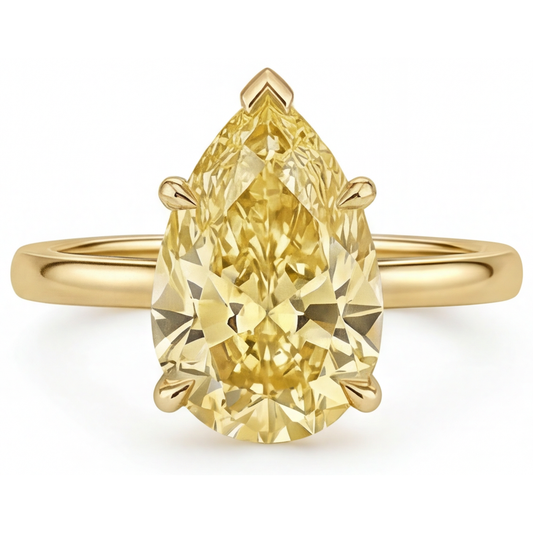 Authentischer Gelber Kanarienvogel-Diamant Statement-Ring – Frontansicht