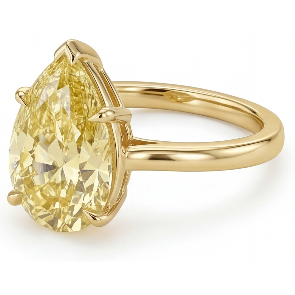 Gelber Kanarienvogel-Diamant Statement-Ring 2-Karat 14K Gelbgold – Profilansicht