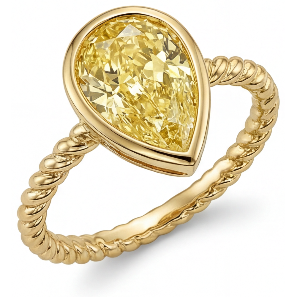 Statement-Ring 14K Gelbgold mit Gelber Kanarienvogel-Diamant – Hauptansicht