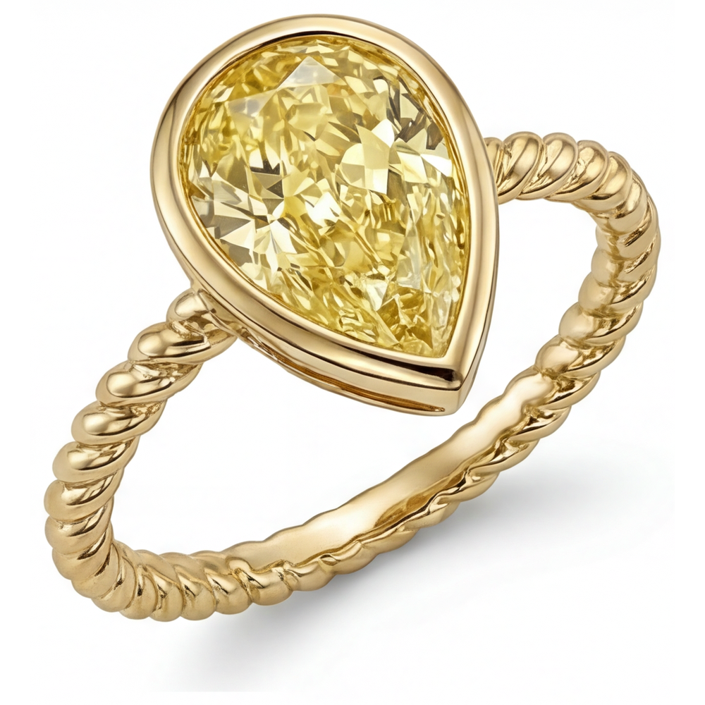 Statement-Ring 14K Gelbgold mit Gelber Kanarienvogel-Diamant – Frontansicht