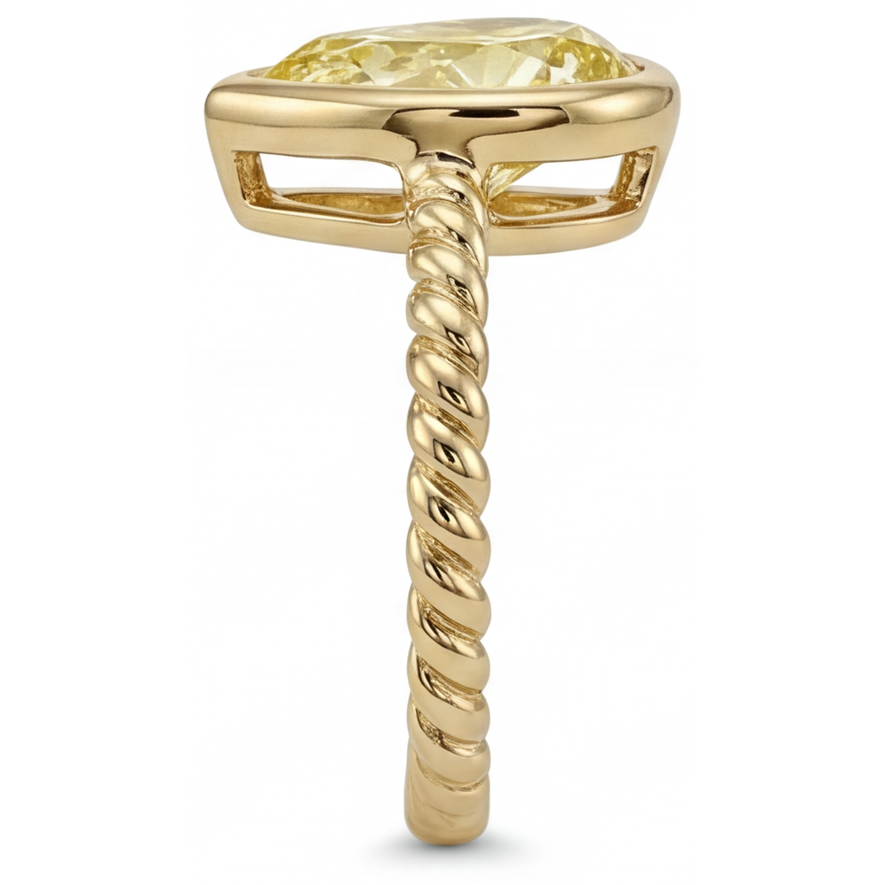 Gelber Kanarienvogel-Diamant Statement-Ring 2,25-Karat 14K Gelbgold – Rückansicht