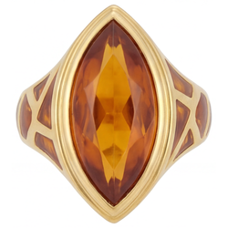 Herren Natürlicher Goldener Citrin Edelstein-Ring – 14K Gelbgold