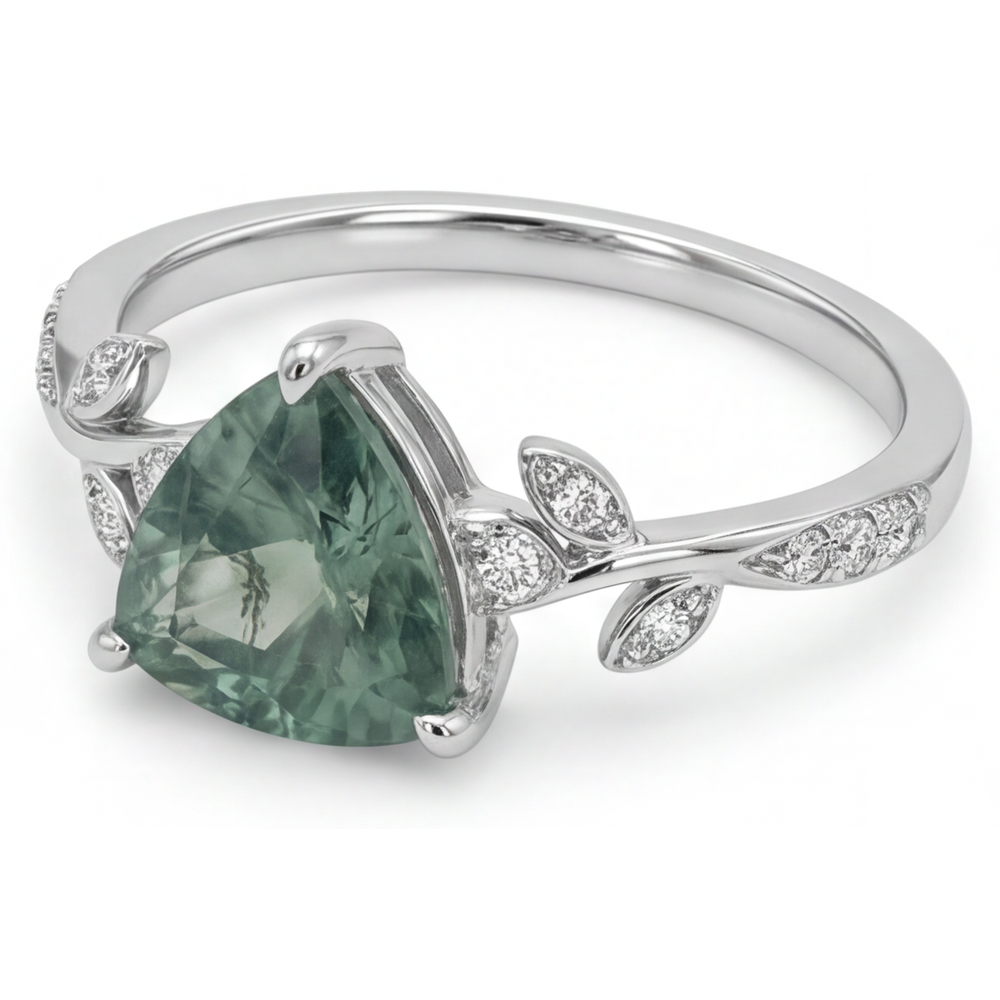 Natürlicher Green Prasiolite Edelstein-Ring 2,0 Karat 14 Karat Weißgold – Profilansicht