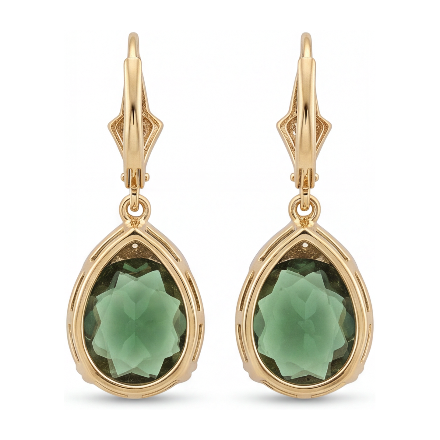 Ohrringe mit grünem Turmalin, 5 Karat, im Labor gezüchtet, oval, Milgrain, Klappbrisur, 14 Karat Gelbgold