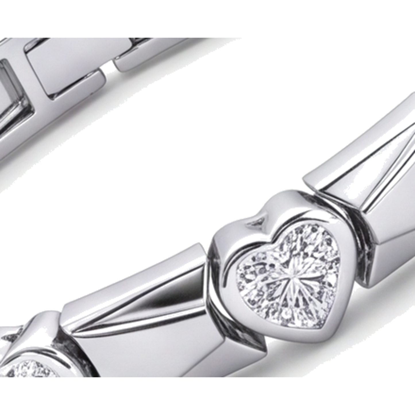 Herz-Diamantarmband 5 Karat im Labor gezüchtet geriffelte Stabglieder 14 Karat Weißgold 7 Zoll