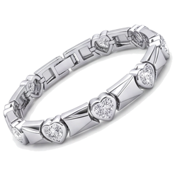 Herz-Diamantarmband 5 Karat im Labor gezüchtet geriffelte Stabglieder 14 Karat Weißgold 7 Zoll