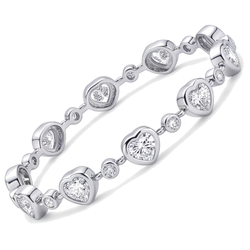 Herz-Diamant-Armband 4 Karat im Labor gezüchtet Lünette Station 14 Karat Weißgold 7 Zoll
