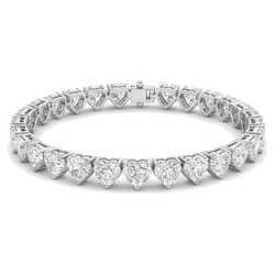 Herz-Diamant-Tennisarmband, 7 Karat, im Labor gezüchtet, Krappenfassung, 14 Karat Weißgold, 7 Zoll