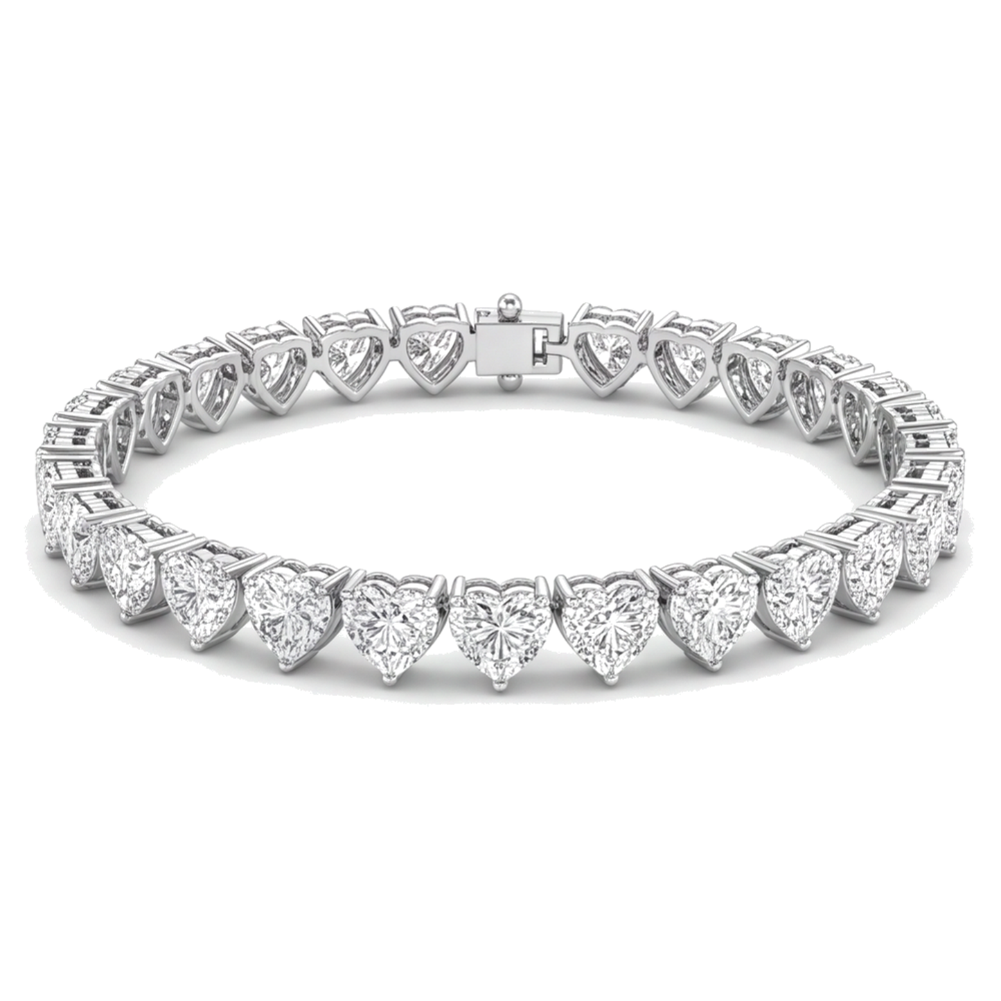 Herz-Diamant-Tennisarmband, 7 Karat, im Labor gezüchtet, Krappenfassung, 14 Karat Weißgold, 7 Zoll