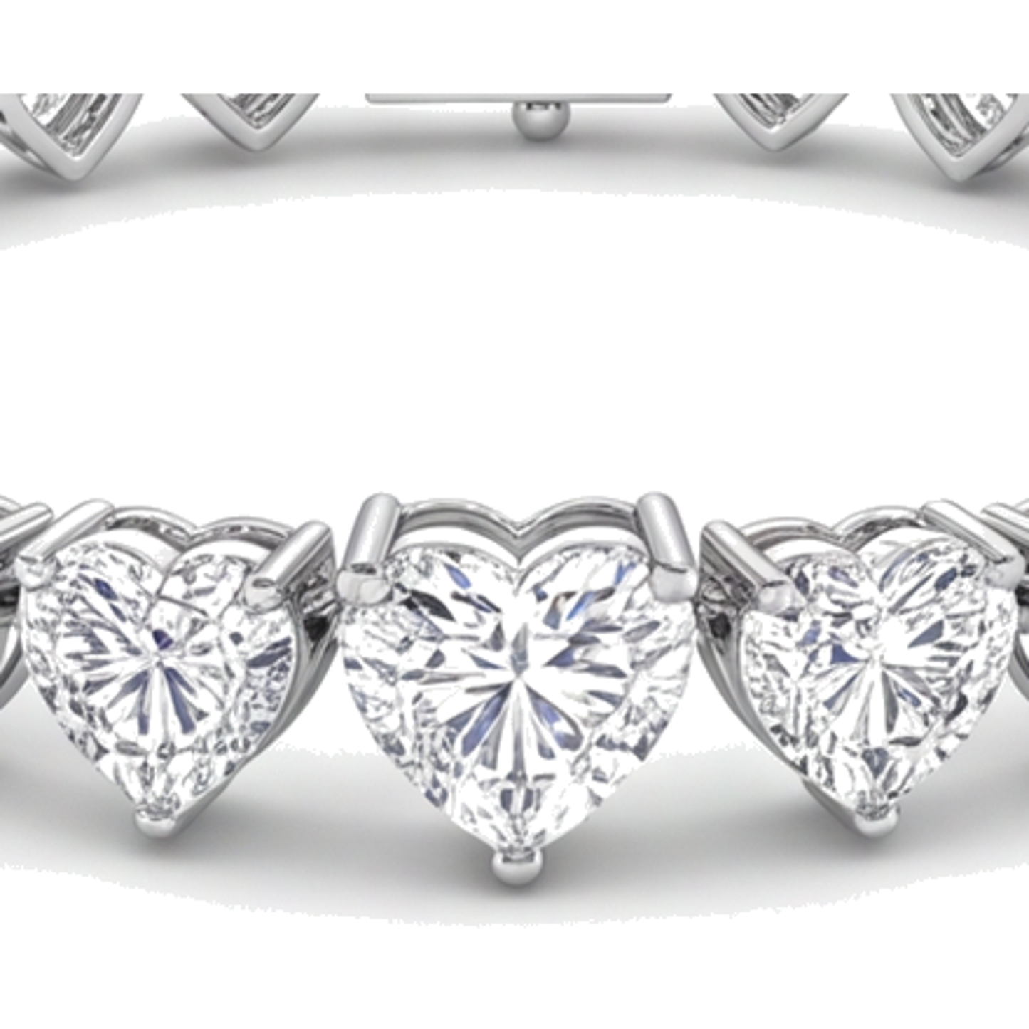 Herz-Diamant-Tennisarmband, 9 Karat, im Labor gezüchtet, Krappenfassung, 14 Karat Weißgold, 7 Zoll