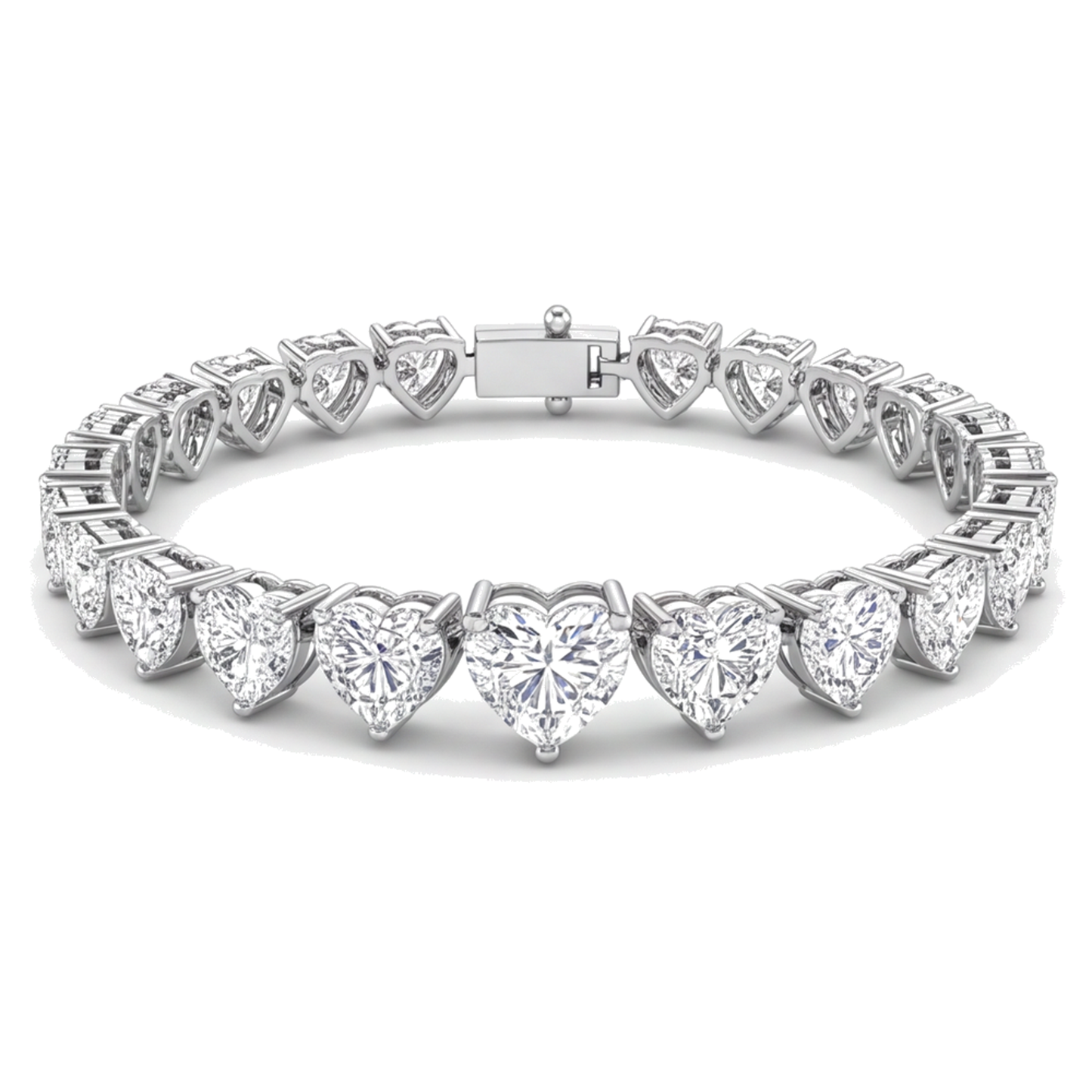 Herz-Diamant-Tennisarmband, 9 Karat, im Labor gezüchtet, Krappenfassung, 14 Karat Weißgold, 7 Zoll