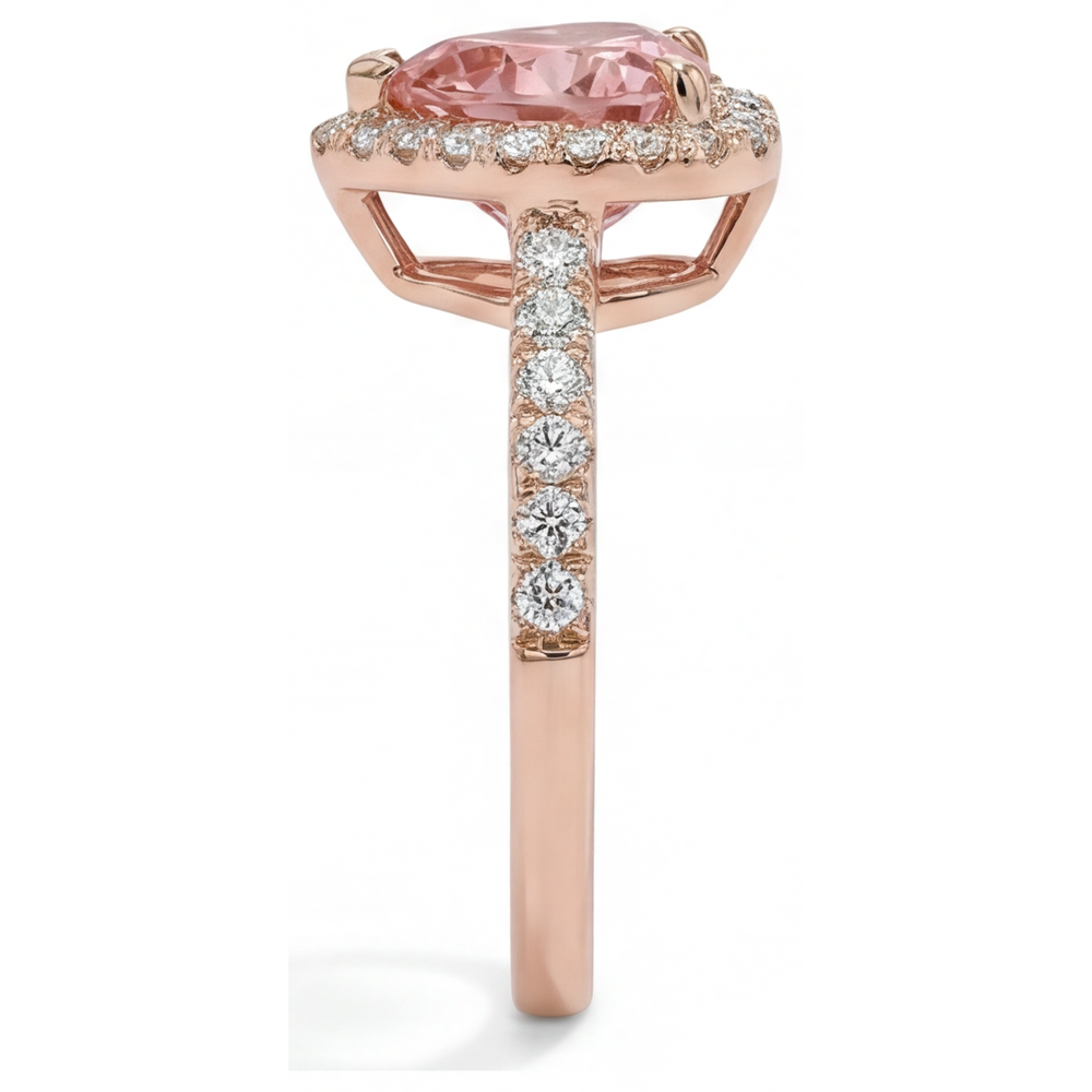 Echter Padparadscha-Saphir-Ring 2,3 Karat Herz-Halo 14 Karat Roségold