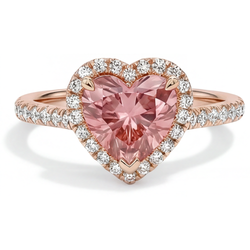 Echter Padparadscha-Saphir-Ring 2,3 Karat Herz-Halo 14 Karat Roségold