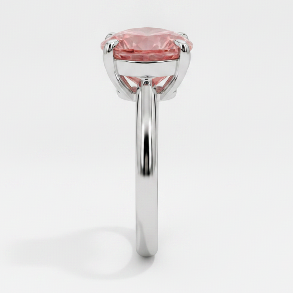 Pfirsichfarbener Saphir Verlobungsring 2,5 Karat Echter Padparadscha Solitär in Herzform 14 Karat Weißgold
