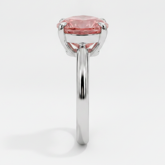 Pfirsich-Saphir Verlobungsring 2,5 Karat Echter Padparadscha Solitär in Herzform 14 Karat Weißgold