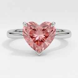 Pfirsich-Saphir Verlobungsring 2,5 Karat Echter Padparadscha Solitär in Herzform 14 Karat Weißgold