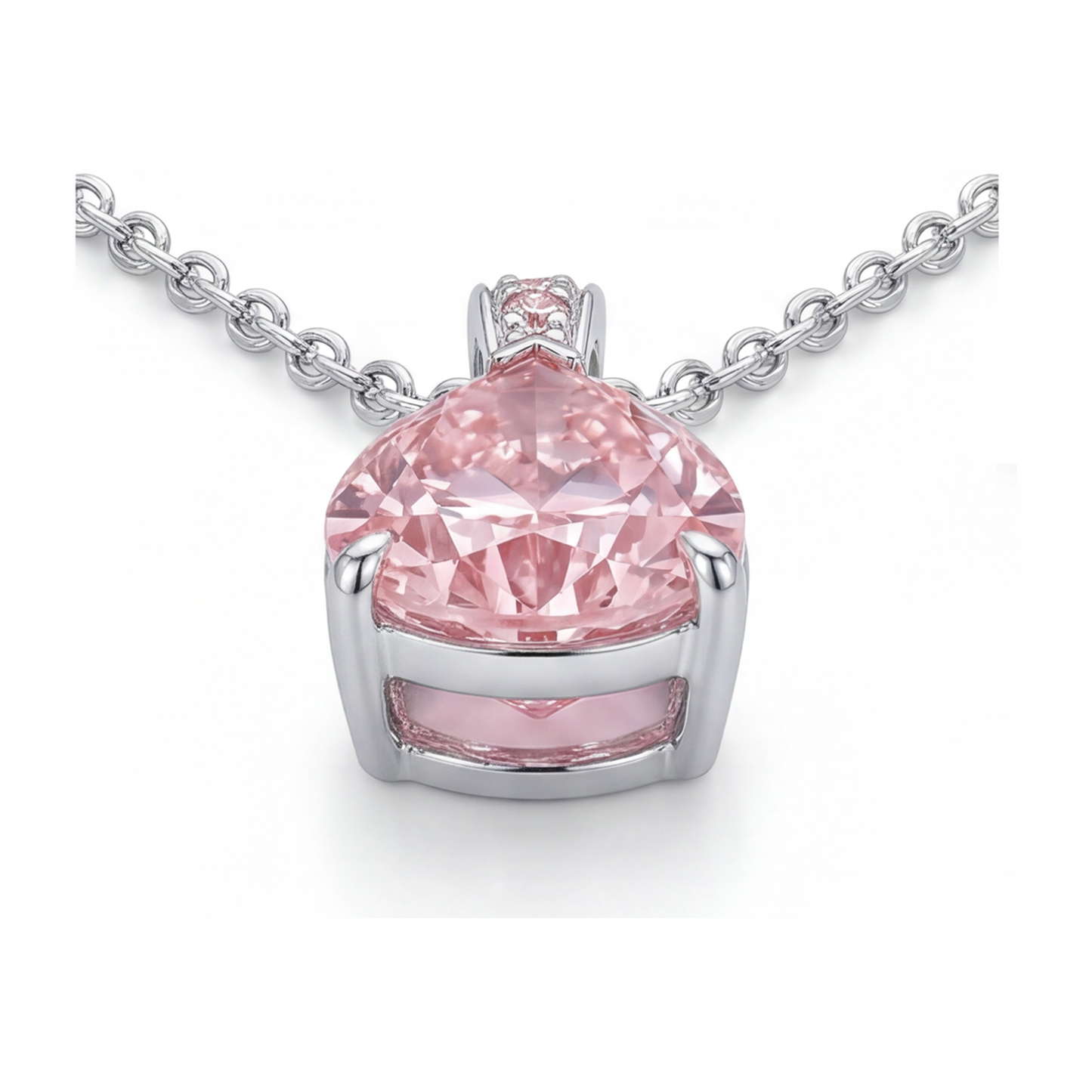Halskette mit rosa Diamant-Anhänger 5 Karat im Labor gezüchtet Tropfenschliff Pavé Solitär 14 Karat Weißgold