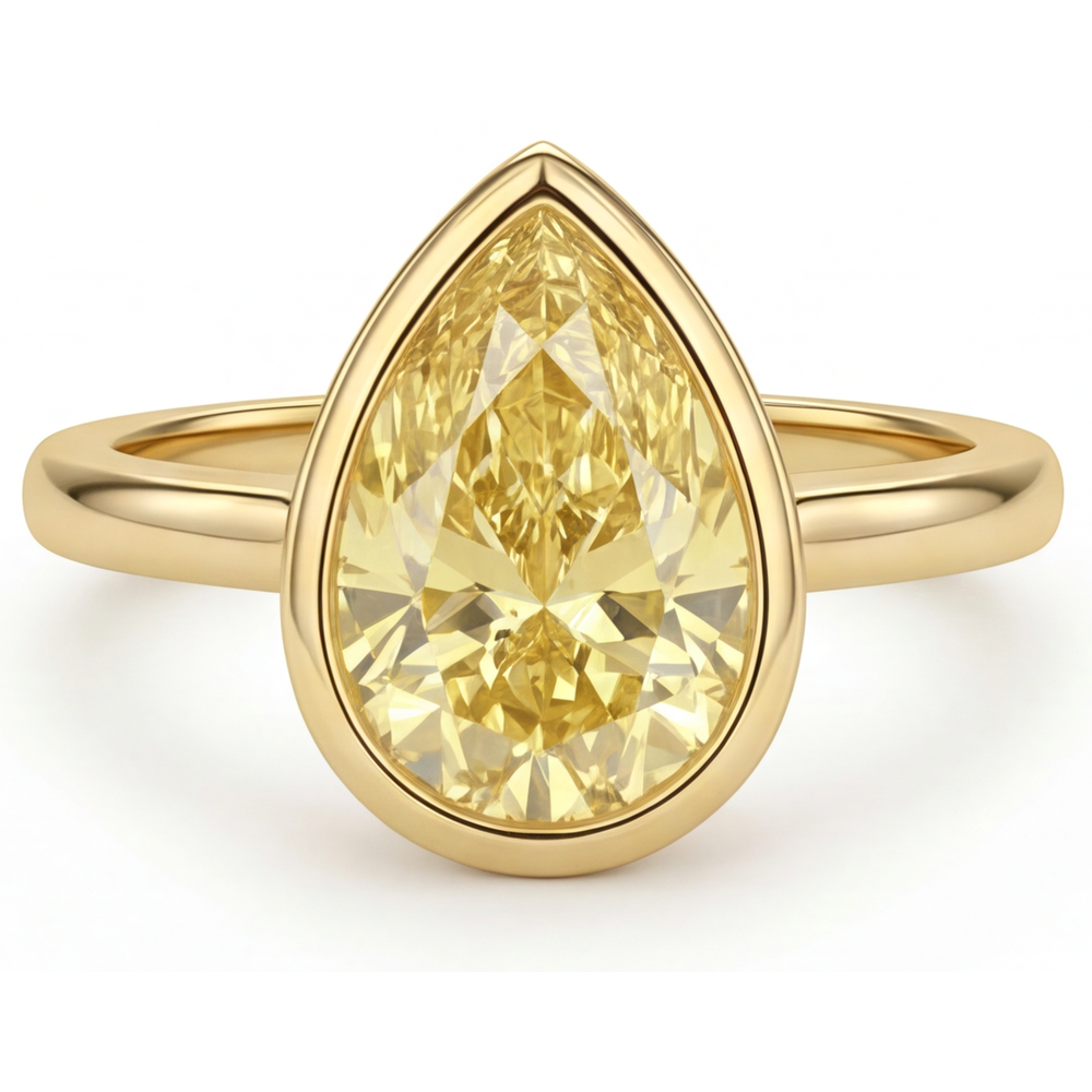 Antragsring 14 Karat Gelbgold mit Kanariengelber Diamant – Hauptansicht