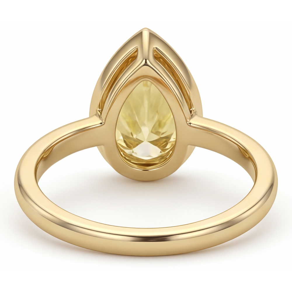 Antragsring 14 Karat Gelbgold mit Kanariengelber Diamant – Detailansicht